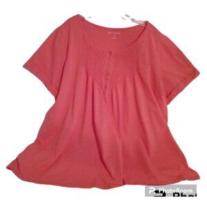 Woman Within tangerine knit top tee sz 1X